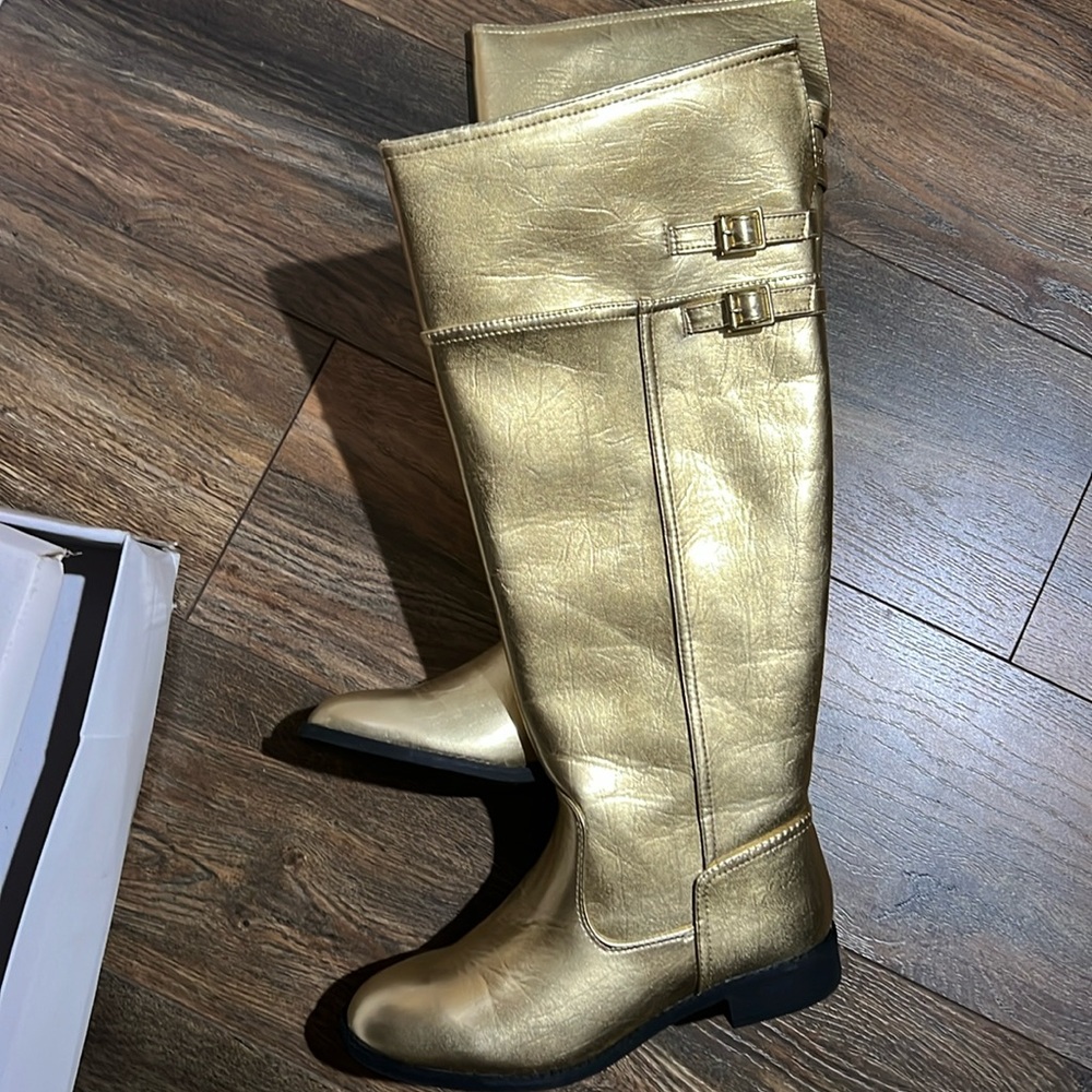 Knee high gold boots.  Worn once.